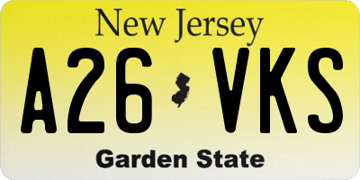 NJ license plate A26VKS
