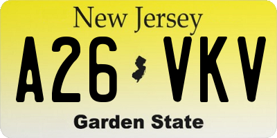 NJ license plate A26VKV