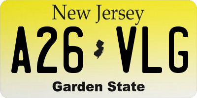 NJ license plate A26VLG