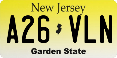 NJ license plate A26VLN