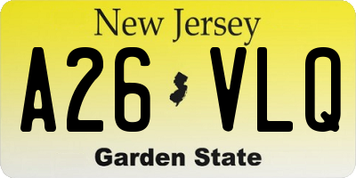NJ license plate A26VLQ