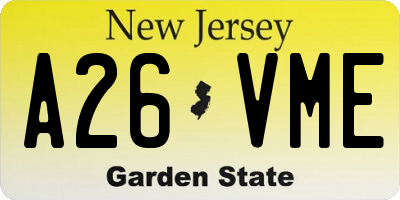 NJ license plate A26VME