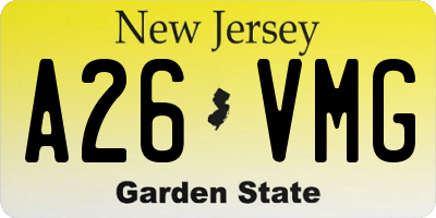 NJ license plate A26VMG