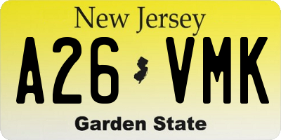 NJ license plate A26VMK