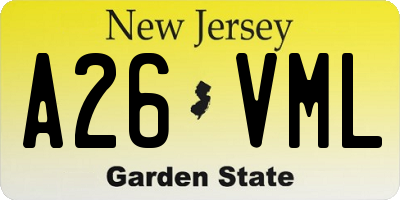NJ license plate A26VML