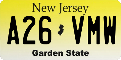 NJ license plate A26VMW