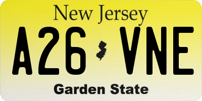 NJ license plate A26VNE