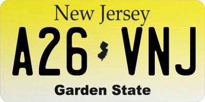 NJ license plate A26VNJ