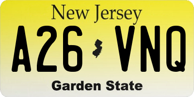 NJ license plate A26VNQ