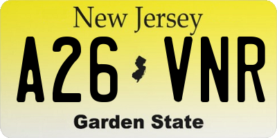 NJ license plate A26VNR