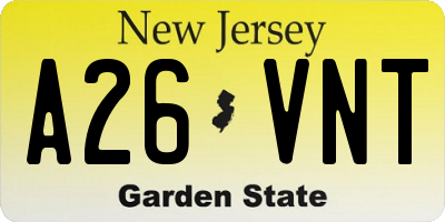 NJ license plate A26VNT