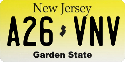NJ license plate A26VNV