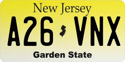 NJ license plate A26VNX