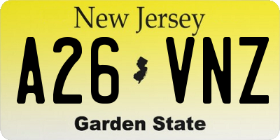 NJ license plate A26VNZ