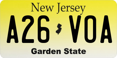 NJ license plate A26VOA