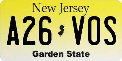 NJ license plate A26VOS