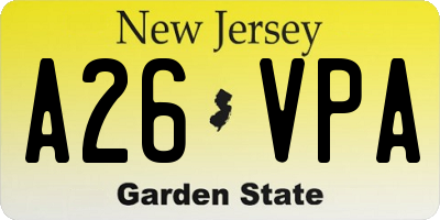 NJ license plate A26VPA