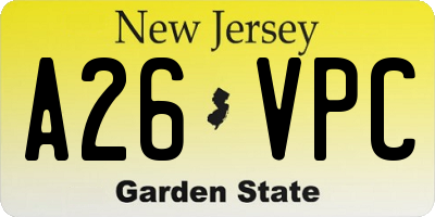 NJ license plate A26VPC