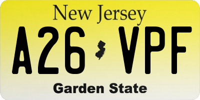 NJ license plate A26VPF