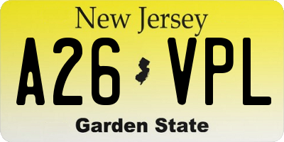 NJ license plate A26VPL