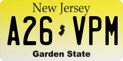 NJ license plate A26VPM