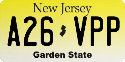 NJ license plate A26VPP