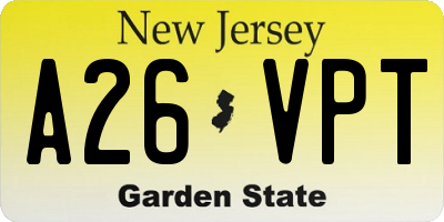 NJ license plate A26VPT