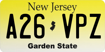 NJ license plate A26VPZ