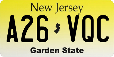 NJ license plate A26VQC