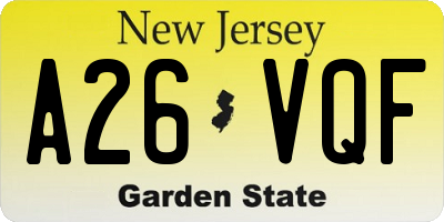 NJ license plate A26VQF