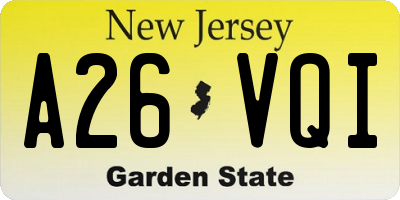 NJ license plate A26VQI