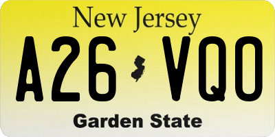 NJ license plate A26VQO