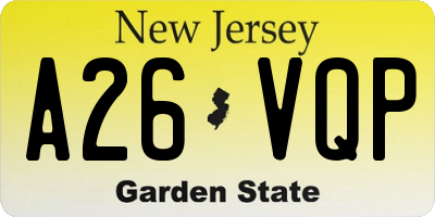 NJ license plate A26VQP