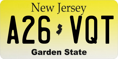 NJ license plate A26VQT
