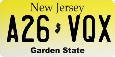 NJ license plate A26VQX