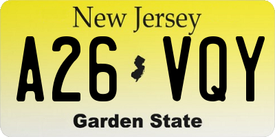 NJ license plate A26VQY