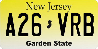 NJ license plate A26VRB