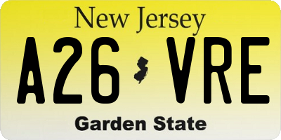 NJ license plate A26VRE