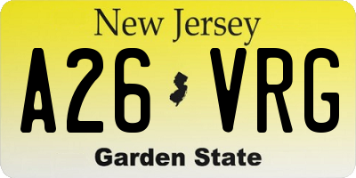 NJ license plate A26VRG