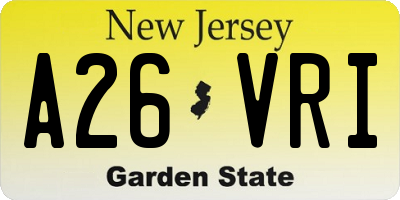 NJ license plate A26VRI