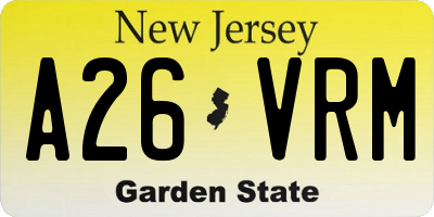 NJ license plate A26VRM