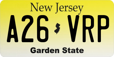 NJ license plate A26VRP