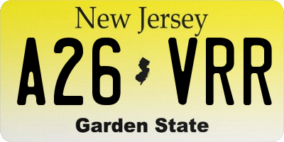 NJ license plate A26VRR