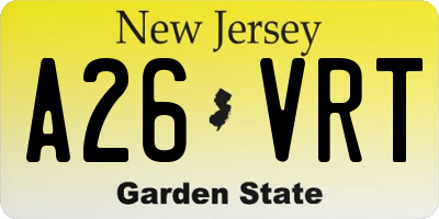 NJ license plate A26VRT