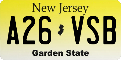 NJ license plate A26VSB