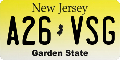 NJ license plate A26VSG