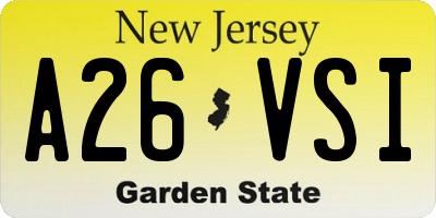 NJ license plate A26VSI