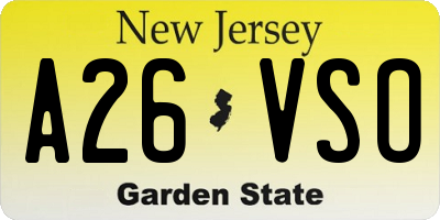 NJ license plate A26VSO