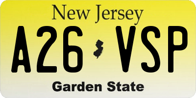 NJ license plate A26VSP