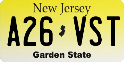 NJ license plate A26VST